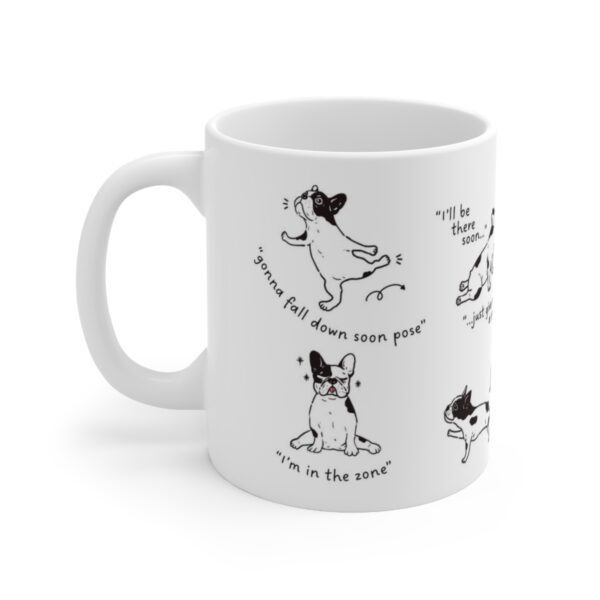 yoga french bulldog design white coffee mug