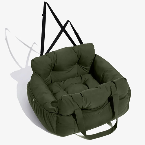 dog car seat in forest green color for french bulldogs